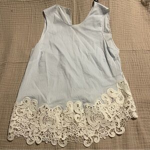 Zara women Elegant Lace Trim Striped Top